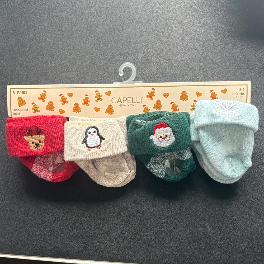 Capelli of New York Festive Baby Socks - Red, Cream, Green, Blue